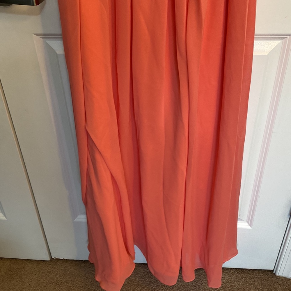 Christina Wu Coral dress with gold sequin top NWT Sz 4 - Picture 4 of 16